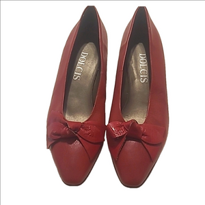Dolcis Red Low Heeled Pumps Preppy Classic Business Casual b9